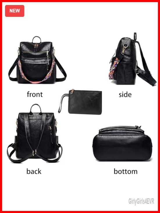 PU Leather Fashion Backpack Purse Convertible Shoulder Bag Laptop main image 6